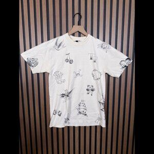 Teddy Fresh T Shirt Small Mens White Goth Art Short Sleeve Graphic Tee